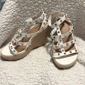 White studded wedges